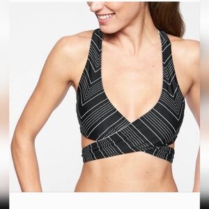 NWT Athleta Womens Chevron Reversable Wrap Black White Bikini Top S